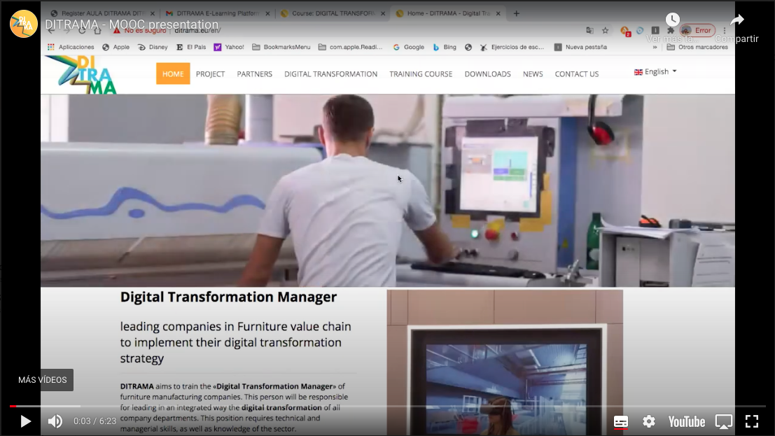 Video de la plataforma de e-learning DITRAMA